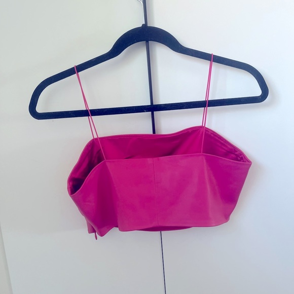 Barbie Pink! Soft faux-leather ultra-cropped cami. Worn once - Picture 5 of 8